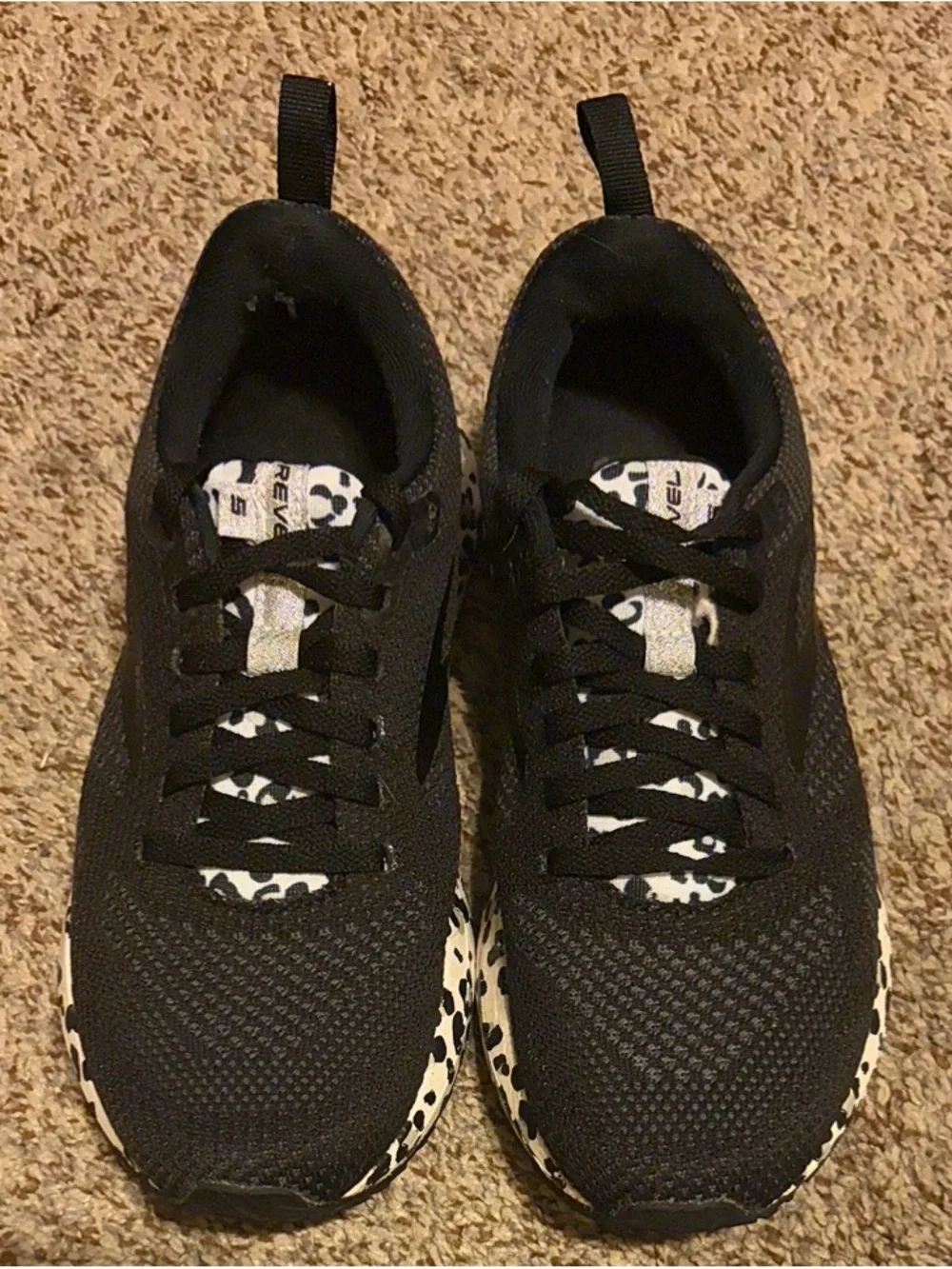 Brooks Black Running Shoes with Leopard-Print Trim - Picture 2 of 8